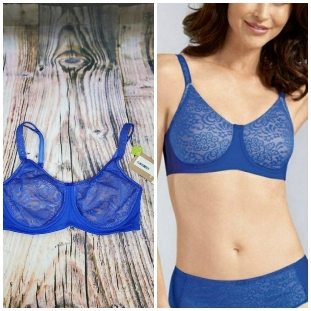 AMOENA Annette Blue Lace Underwire Bra New 34D